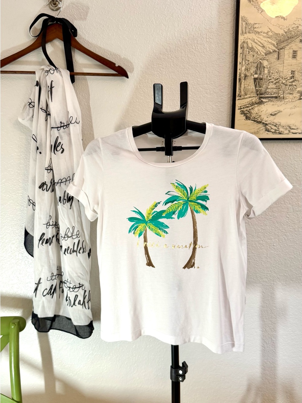 Kate Spade Broome Street I Need A Vacation Palm Tree Tee Size S
